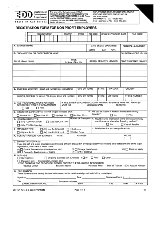 Registration Form For Nonprofit Employers Printable pdf
