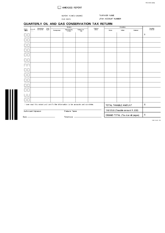 Fillable Form Tc-5 - Quarterly Oil And Gas Conservation Tax Return - Utah Printable pdf