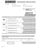 Form Rv-012 - Wisconsin Rental Vehicle Fee Return - 1998