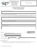 Limited Liability Company Articles Of Organization - Wyoming Secretary Of State - 2011