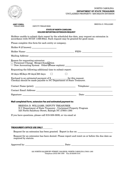 Holder Reporting Extension Request Form Printable pdf