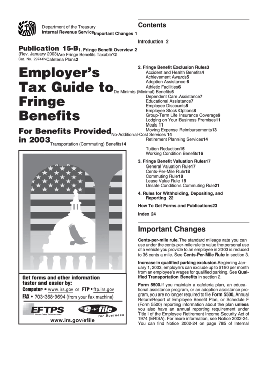 Publication 15B Employer'S Tax Guide To Fringe Benefits 2003