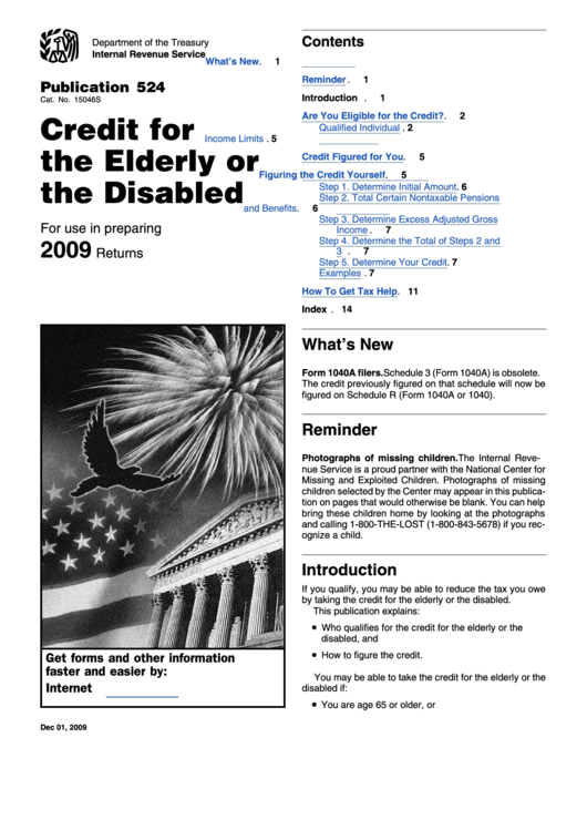 Irs Publication 524 Credit For The Elderly Or The Disabled 2009