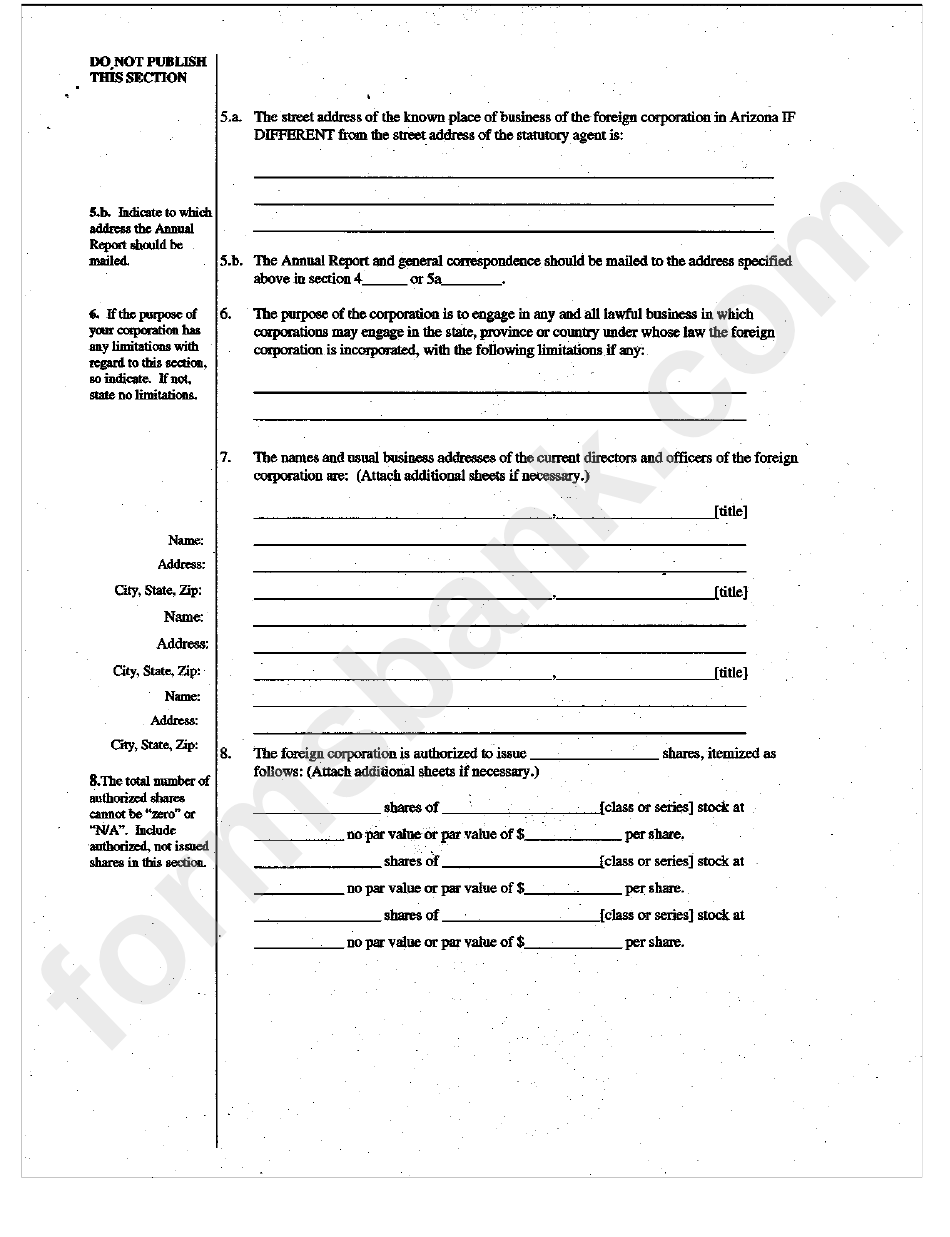 Form Cf:0024 - Application For Authority To Transact Business In Arizona