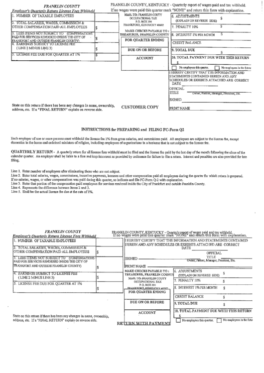 Fc-Form Q2 - Reconciliation Of License Fees Withheld Printable pdf