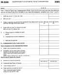 Form Ri-2220 - Underpayment Of Estimated Tax By Corporations 2000