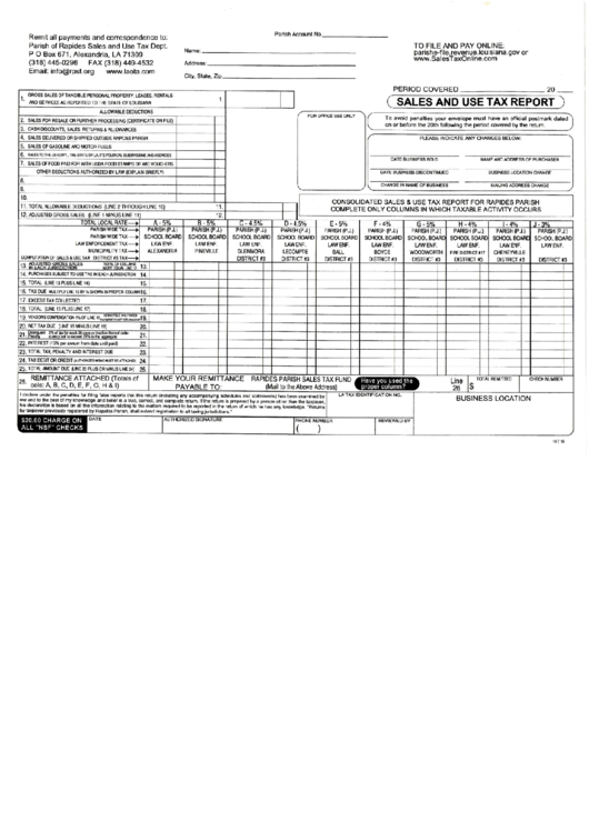 Sales And Use Tax Report - Parish Of Rapides Sales And Use Tax Department Printable pdf