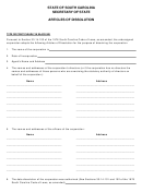 Fillable Articles Of Dissolution - South Carolina Secretary Of State Printable pdf