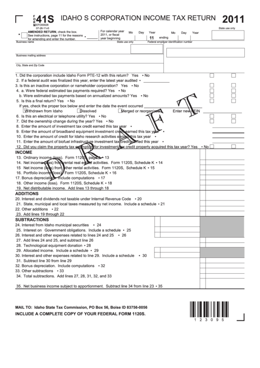 Fillable Form 41s Draft - Idaho S Corporation Income Tax Return, Form Id K-1 - Partner
