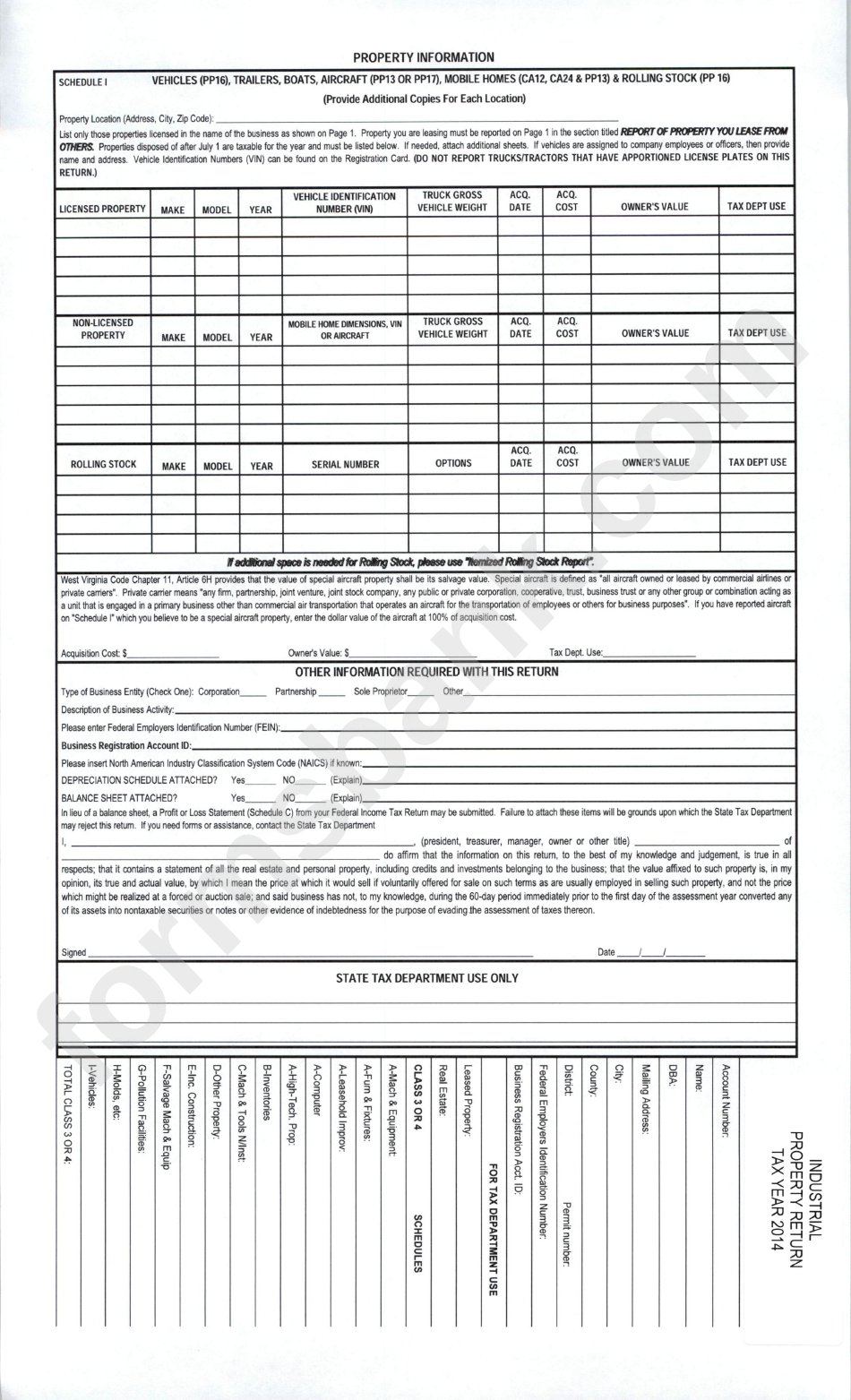 Form Stc 12:32l - Industrial Business Property Return 2013