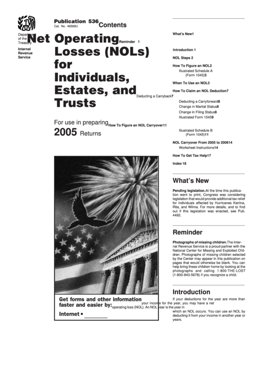 Publication 536 - Net Operating Losses (Nols) For Individuals, Estates, And Trusts - 2005 Printable pdf