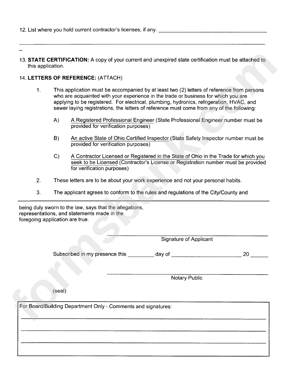 Application For A Building Trades Registration - City Of Akron