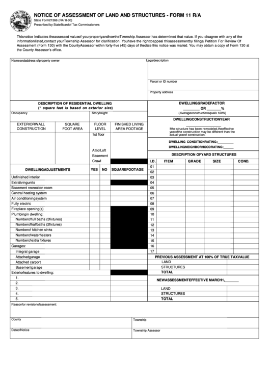 Fillable Form 21366 - Notice Of Assessment Of Land And Structures Printable pdf