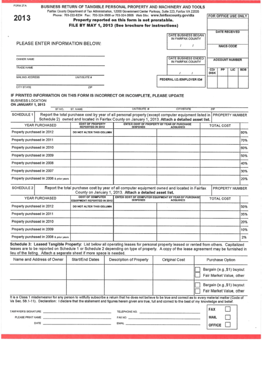 Form 2ta Business Return Of Tangible Personal Property And Machinery