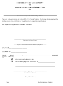 Certificate Of Amendment To Application For Registration - Florida
