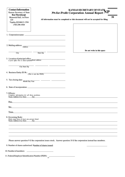 Form Np 50 - Not-For-Profit Corporation Annual Report, Form Ag - Annual Report Agriculture Attachment For Ar Or Np Forms Printable pdf