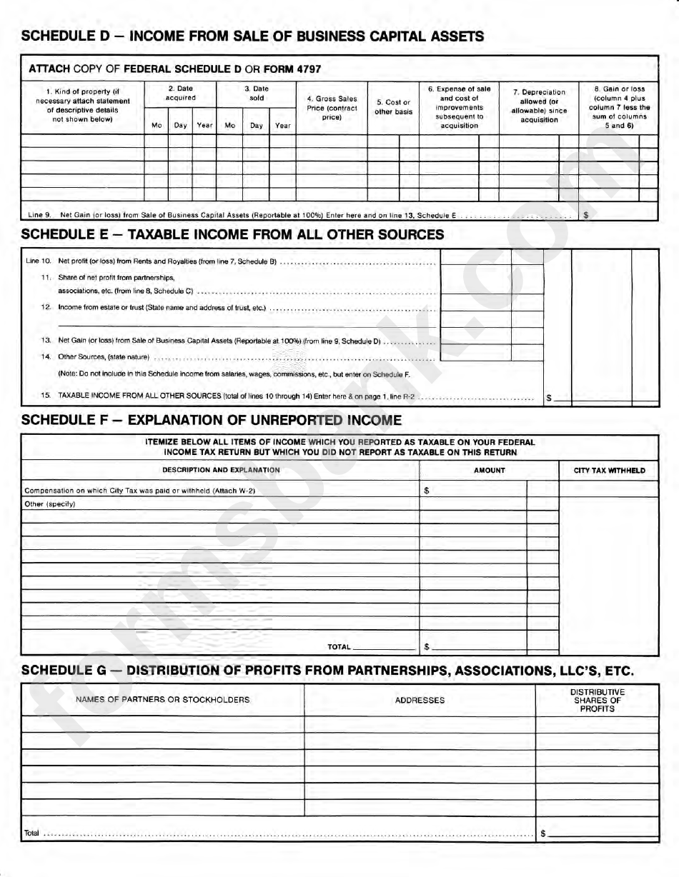 Form Wcwt-6 - Net Profits Tax Return - City Of Wilmington - 2013