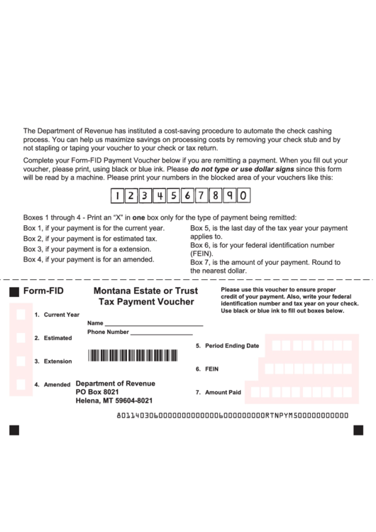 Fillable Form-Fid - Montana Estate Or Trust Tax Payment Voucher/montana Esw-Fid - Montana Fiduciary Estimated Income Tax Worksheet - 2011 Printable pdf