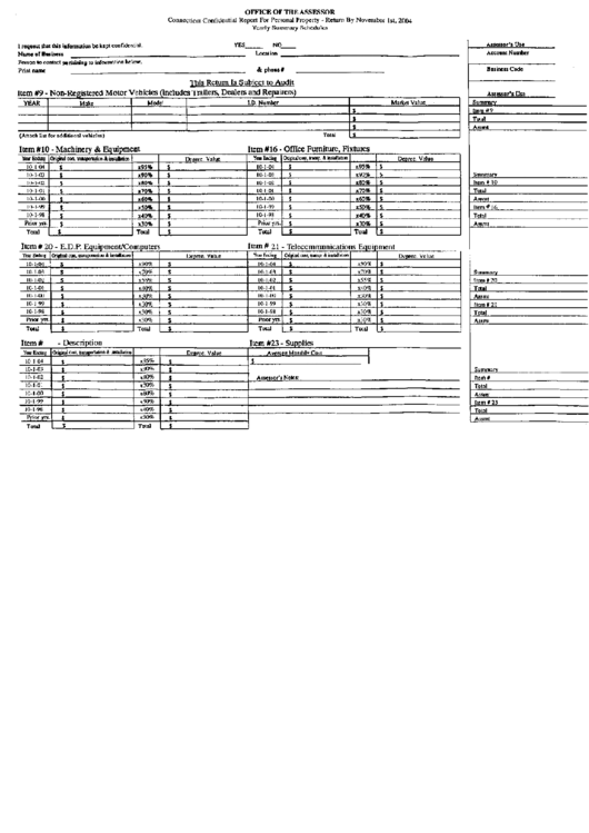 Yearly Summary Schedules 2004 - Office Of The Assessor - State Of Connecticut Printable pdf