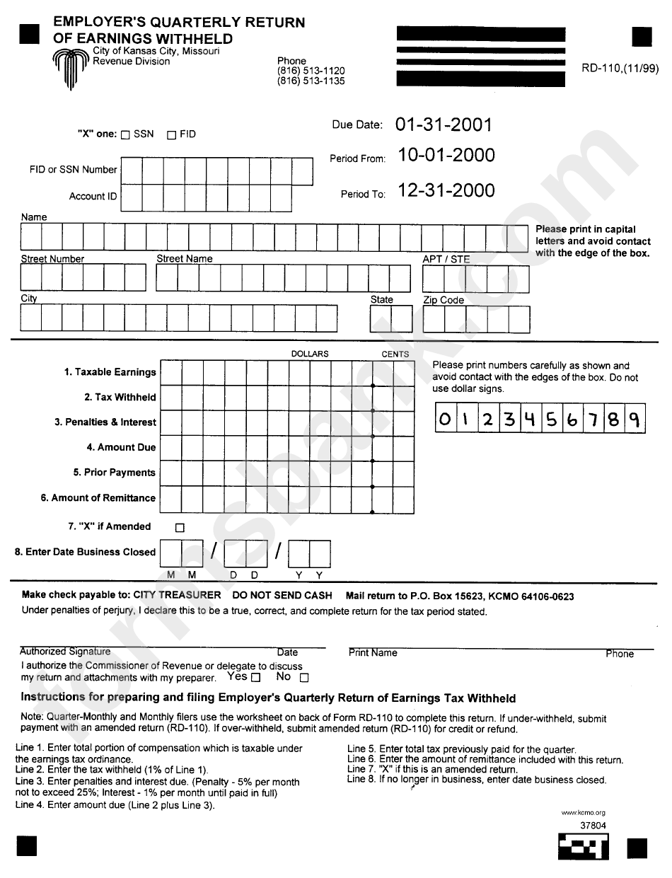 Form Rd-110 - Employer