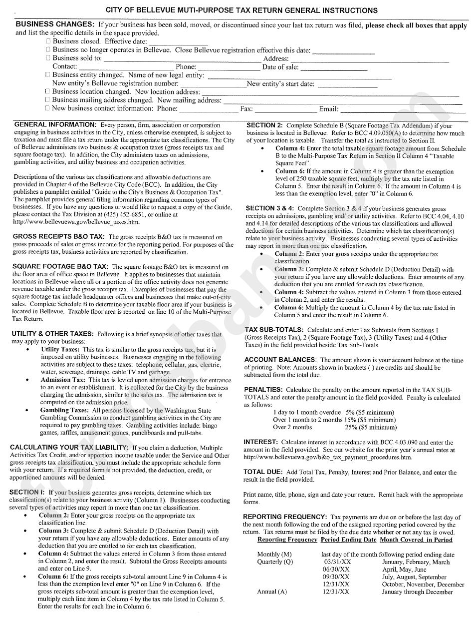 Form Q 08 - Multi-Purpose Tax Return - City Of Bellevue