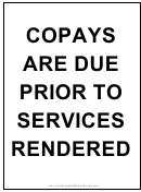 Copay Prior To Service Sign