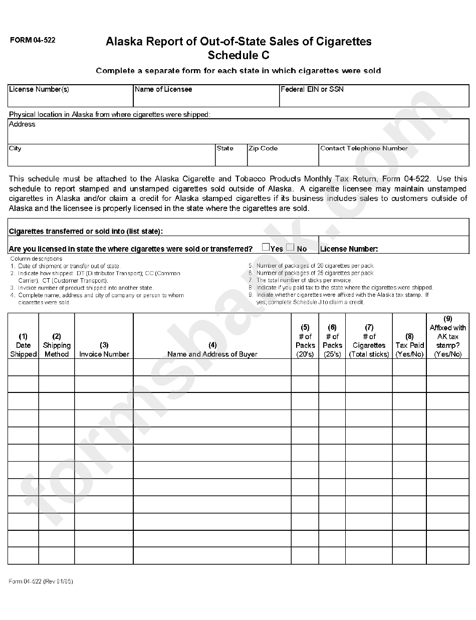Form 04-522 Instructions - Cigarette And Tobacco Products Tax Return - Alaska Department Of Revenue, 2007