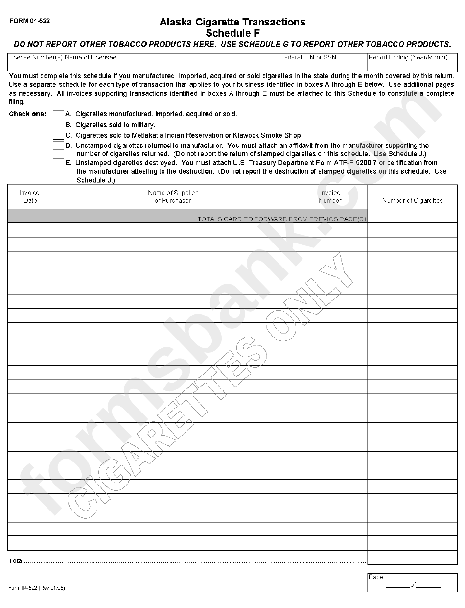 Form 04-522 Instructions - Cigarette And Tobacco Products Tax Return - Alaska Department Of Revenue, 2007