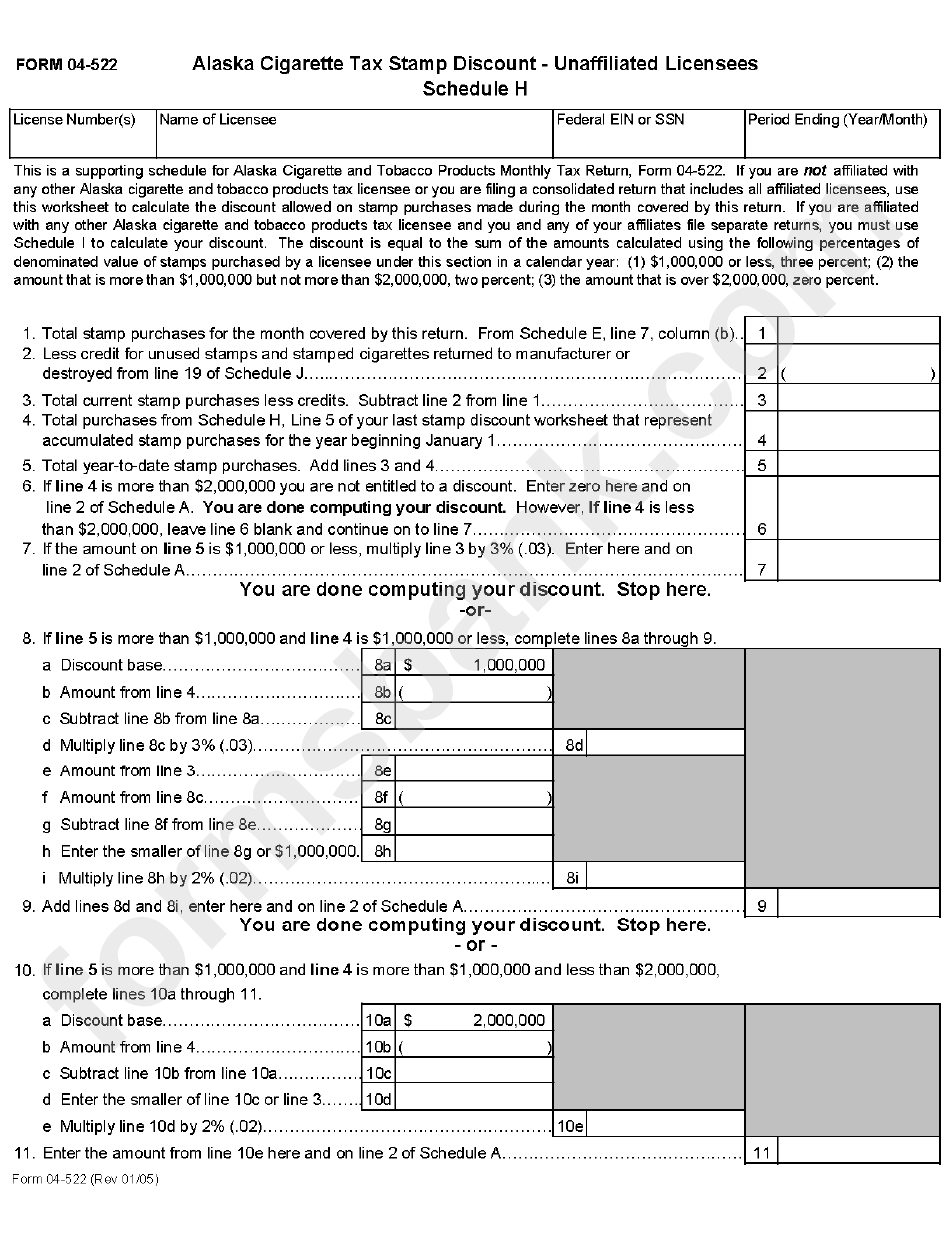 Form 04-522 Instructions - Cigarette And Tobacco Products Tax Return - Alaska Department Of Revenue, 2007