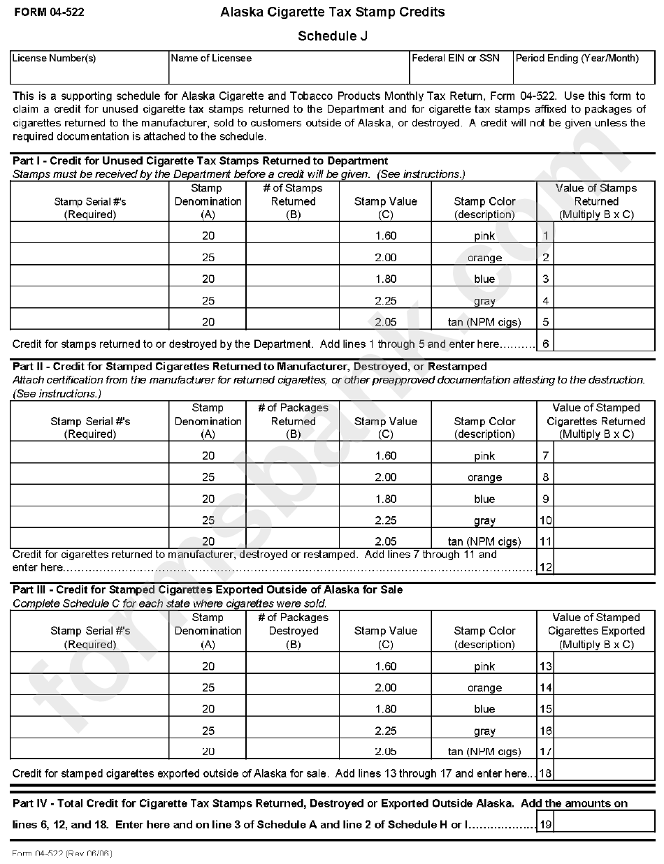 Form 04-522 Instructions - Cigarette And Tobacco Products Tax Return - Alaska Department Of Revenue, 2007