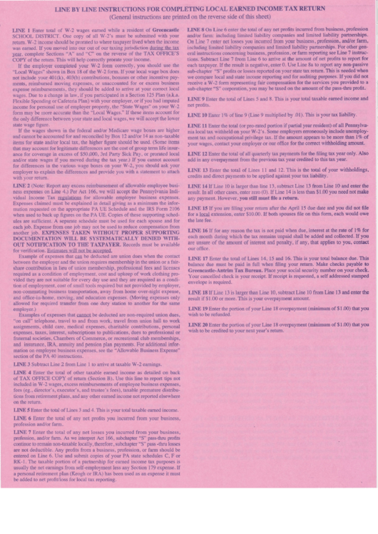 Line By Line Instructions For Completing Local Earned Tax Return