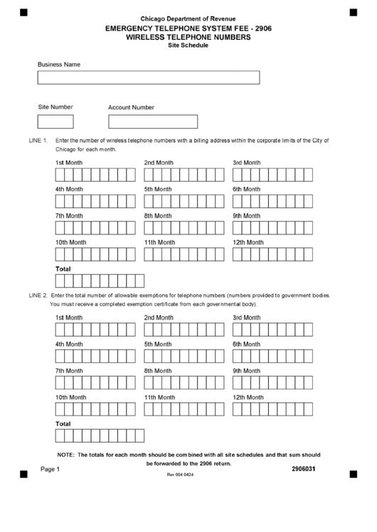 Form 2906 - Emergency Telephone System Fee Printable pdf