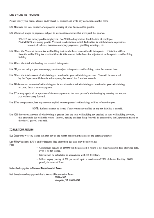 Instructon For A Form Wh-432 (2002) Printable pdf