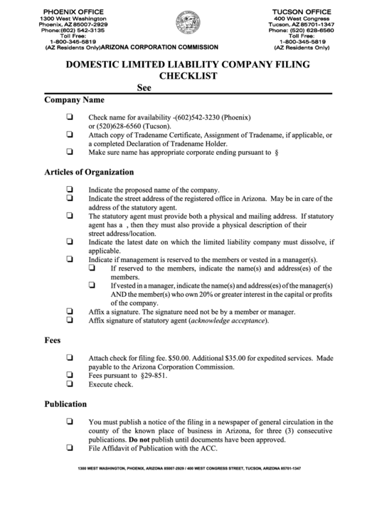 Form Ll:0004 - Articles Of Organization Of An Arizona Limited Liability Company