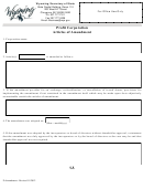 Fillable Form P - Articles Of Amendment For A Profit Corporation - Wyoming Secretary Of State Printable pdf