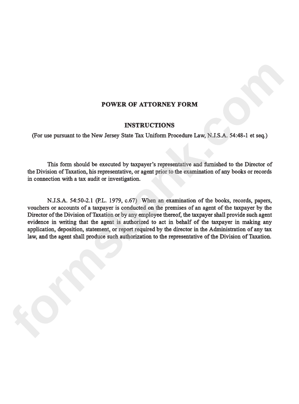 Instructions For Power Of Attorney Form