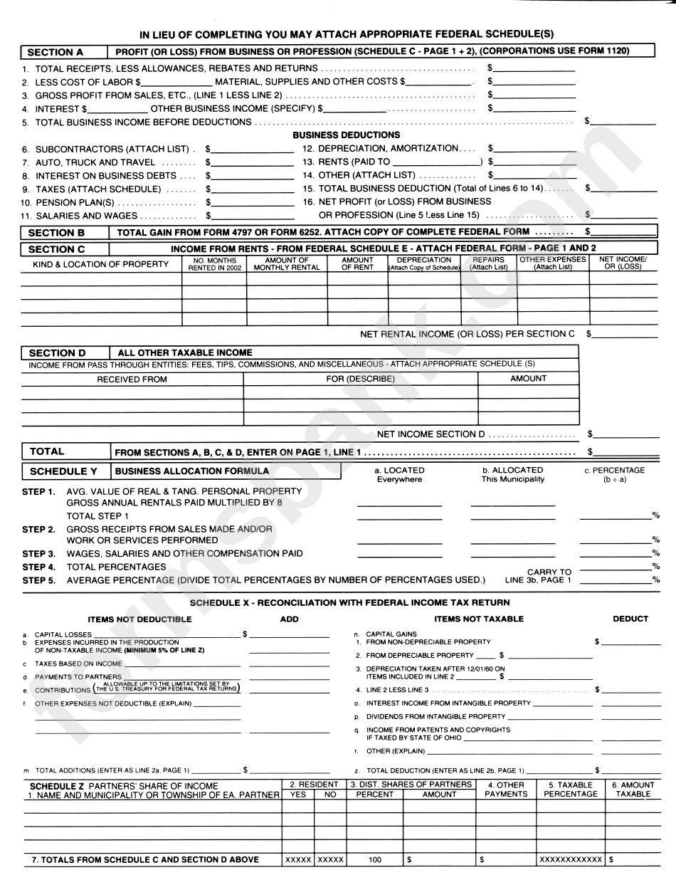 Form Br - Business Income Tax Return - 2002