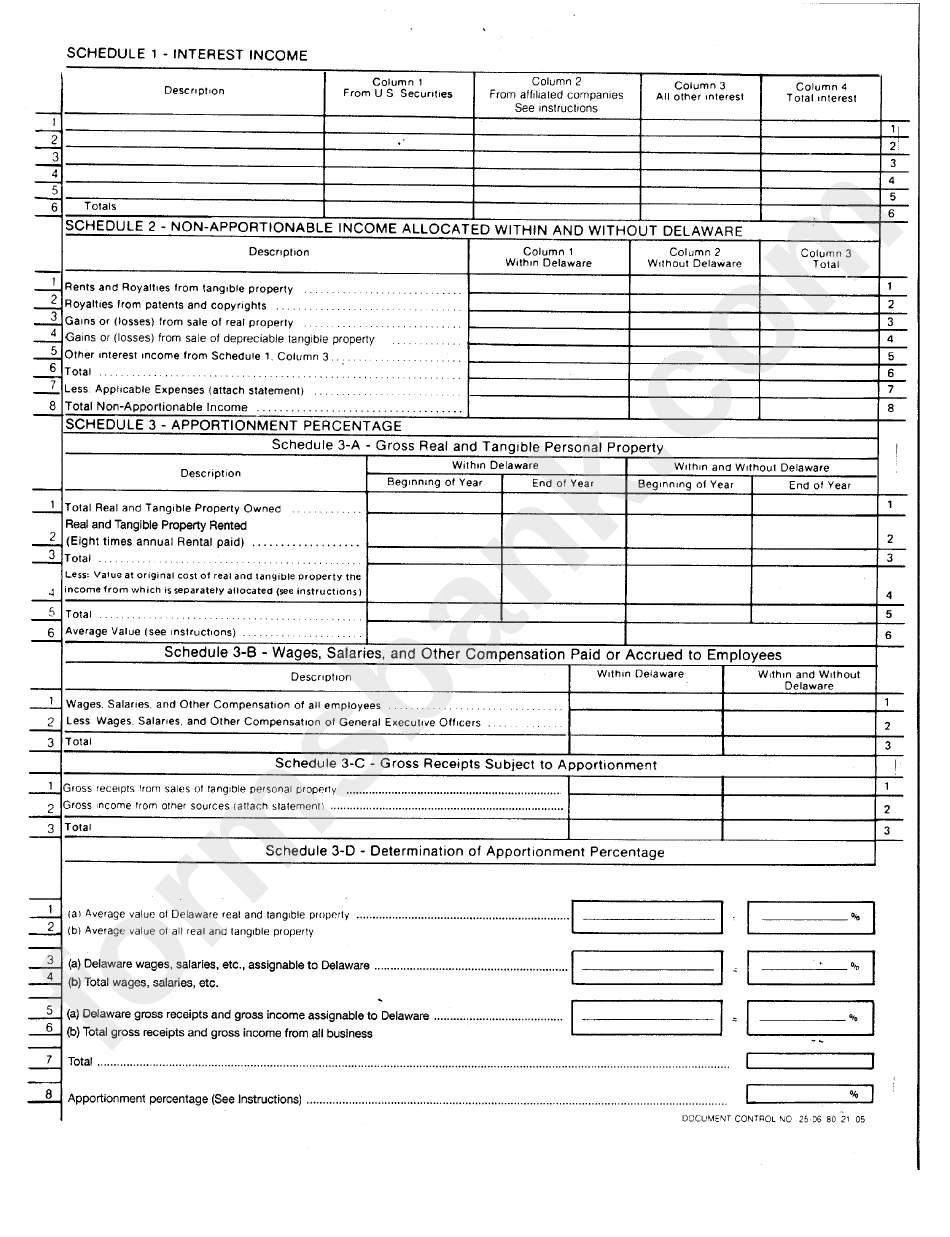 Form 1100 X 95010 - Amended Delaware Corporation Income Tax Refund