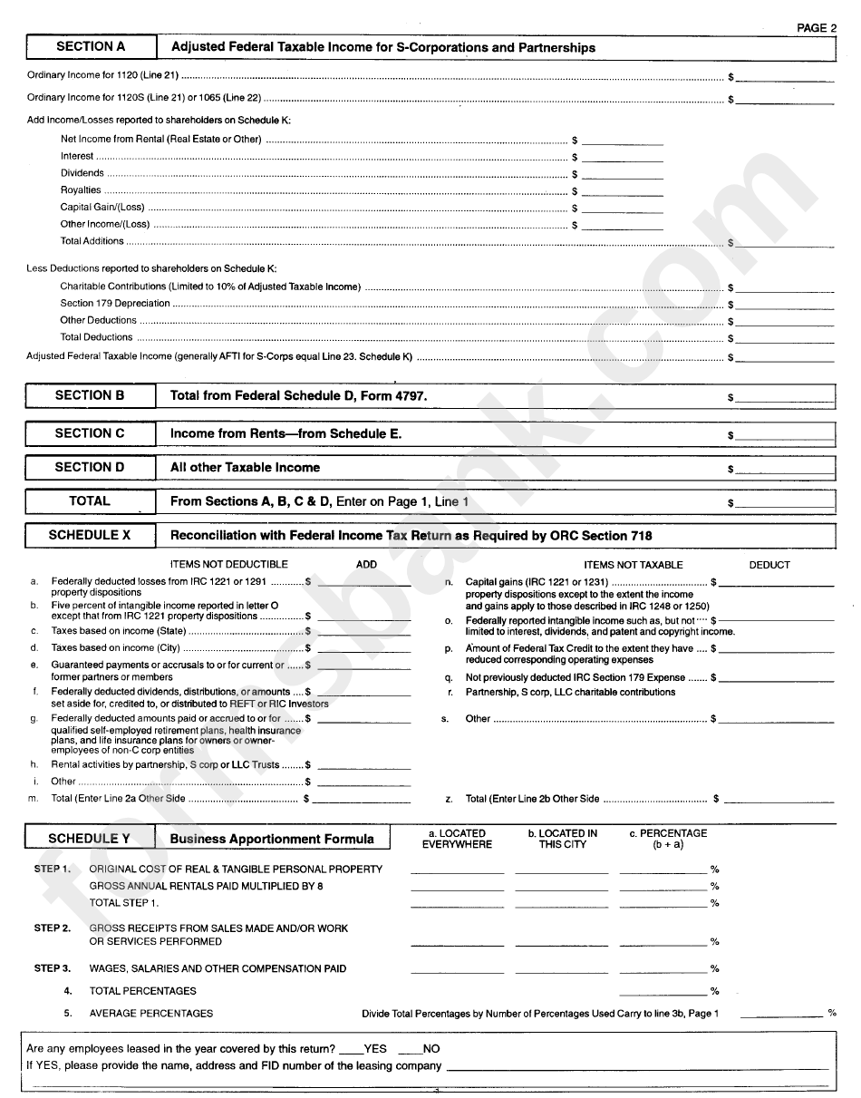 Form Br - Income Tax Return - City Of Wilmington, 2005