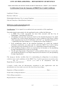 Certification Form For Issuance Of Prep Tax Credit Certificate - Philadelphia Re-entry Employment Program (