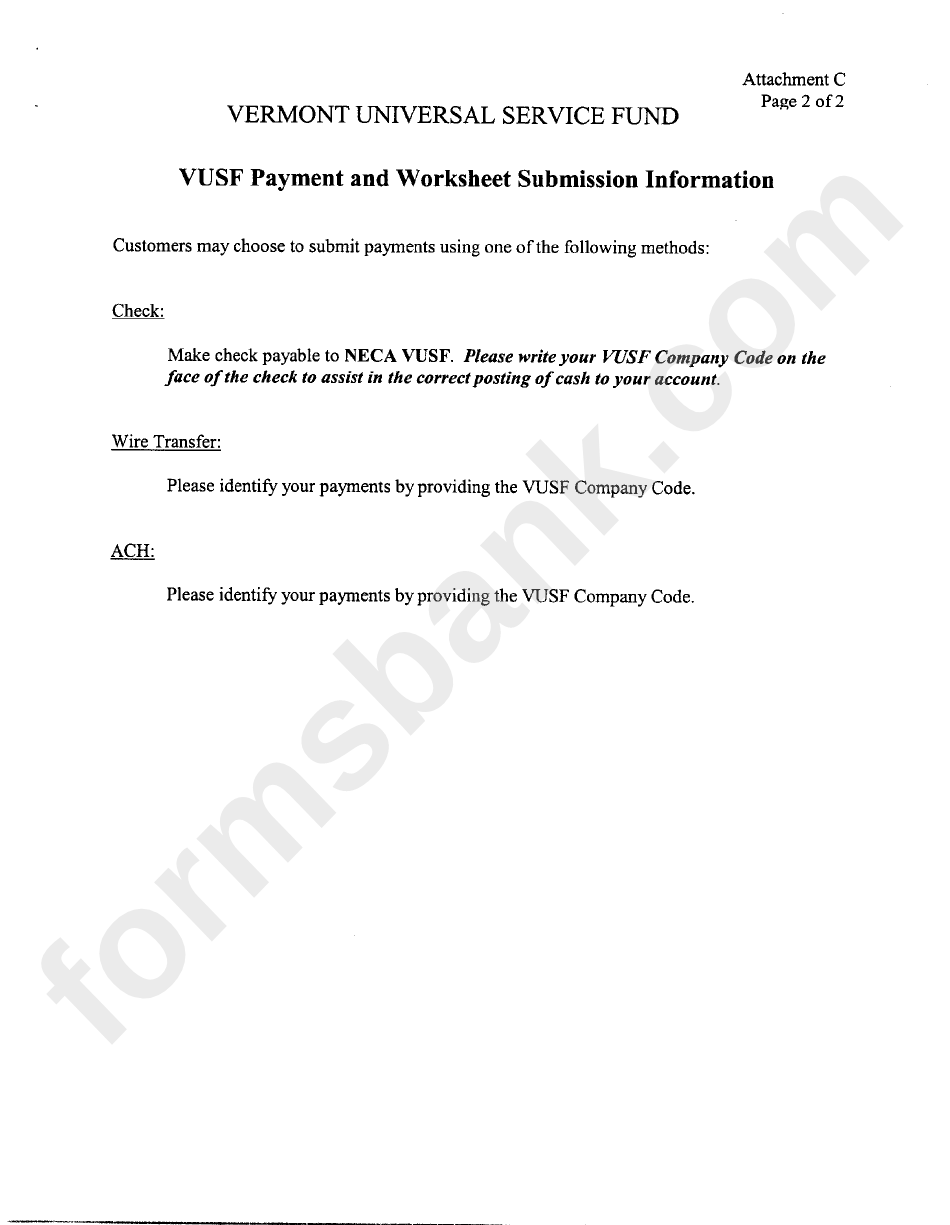 2001/2002 Remittance Worksheet Instructions - Vermont Universal Service Fund