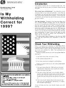 Is My Withholding Correct For 1999 - Instructions - Department Of The Treasury Printable pdf