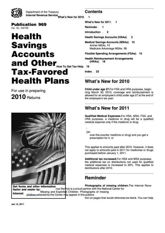 Publication 969 - Health Savings Accounts And Other Tax-Favored Health Plans - 2010 Printable pdf
