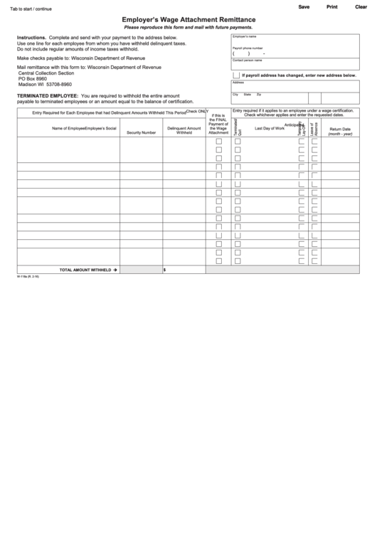 Fillable Form W-118a - Employer