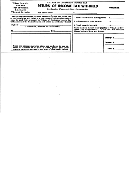 Village Form C1 Return Of Tax Withheld On Salaries, Wages And