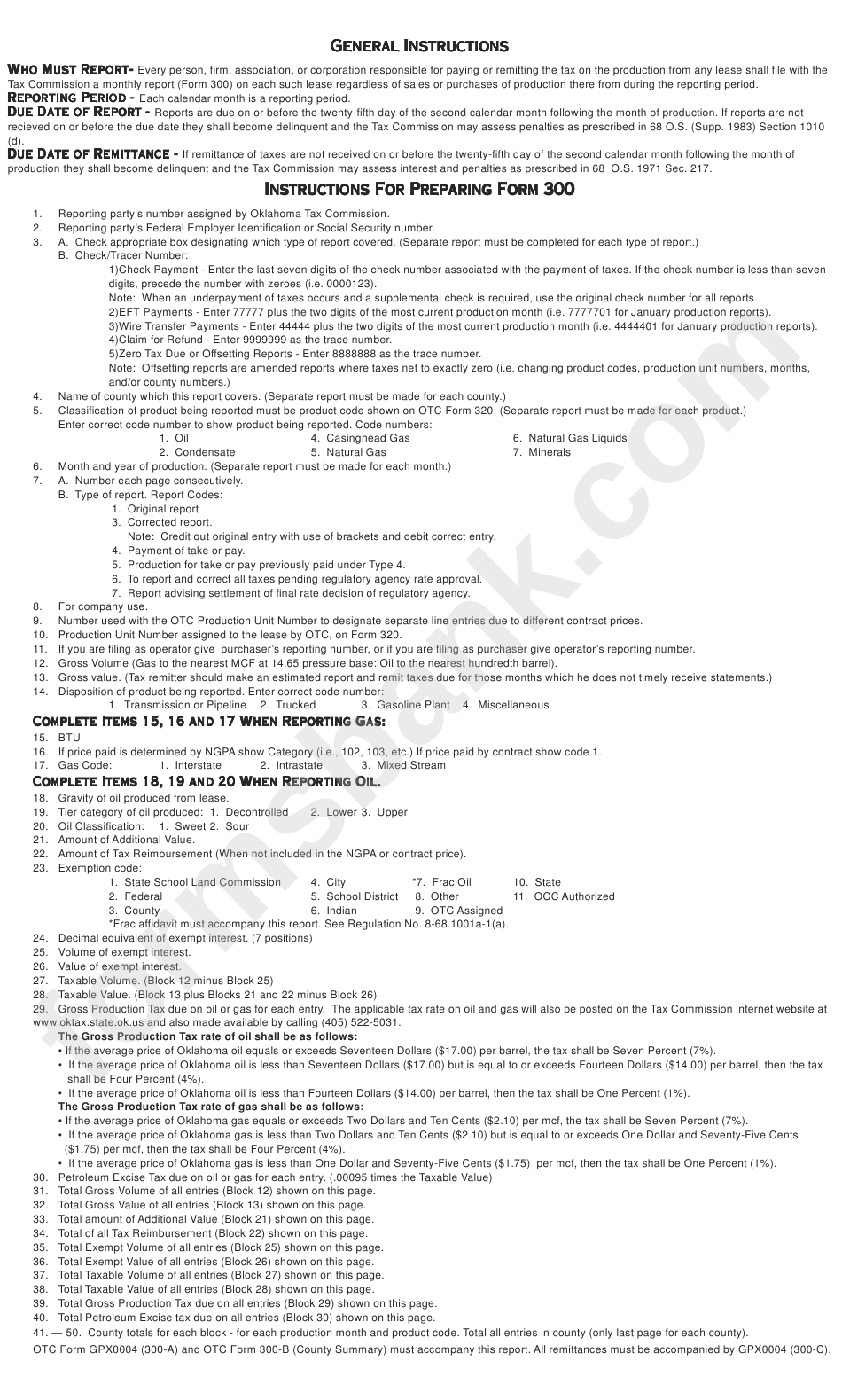 Instructions For Preparing Form 300