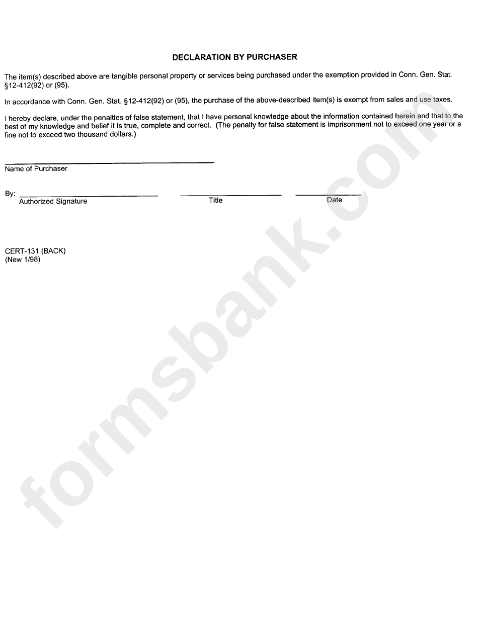 Form Cert-131 - Exemption For Projects Of The Connecticut Resources Recovery Authority And Solis Waste-To-Energy Facilities