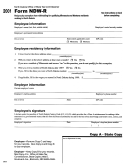 Form Ndw-r - Reciprocity Exemption From Withholding Minnesota And Montana Residents Working In North Dakota - 2001