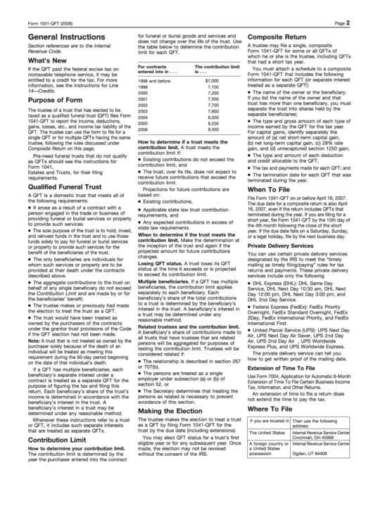 Form 1041-Qft - General Instructions - 2006 Printable pdf