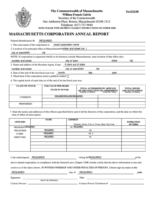 massachusetts annual report filing requirements